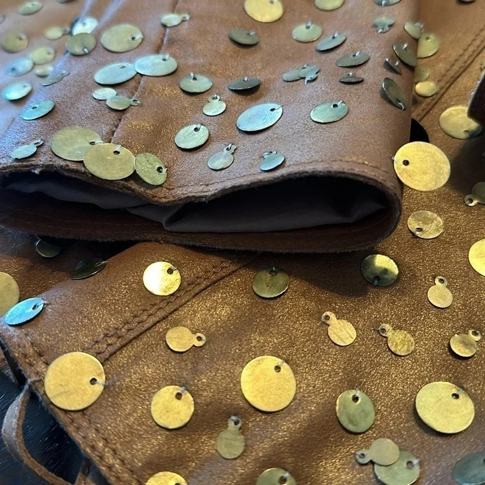 Antiqued Tan goat leather tie jacket from Polli says - Picture 8 of 10